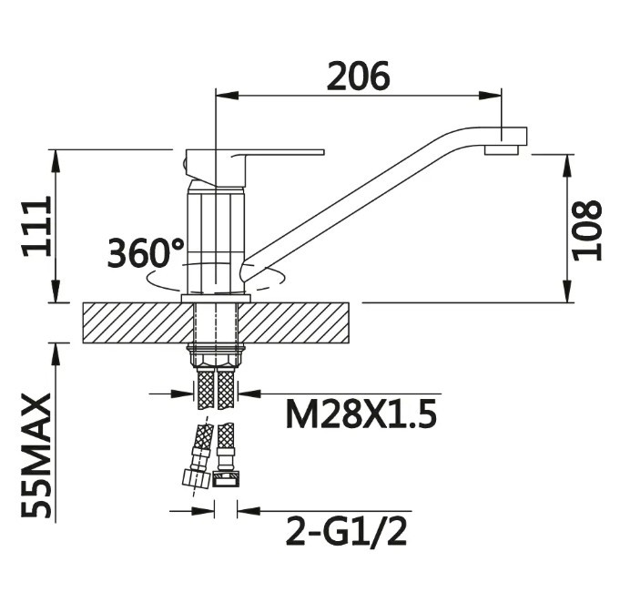 Приобрести смеситель для кухни vieir gunzi 111 мм, хром v113521