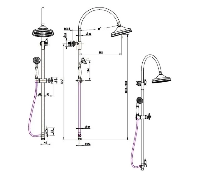 Приобрести boheme душевая система medici, без смесителя, бронза\черный 401-blc