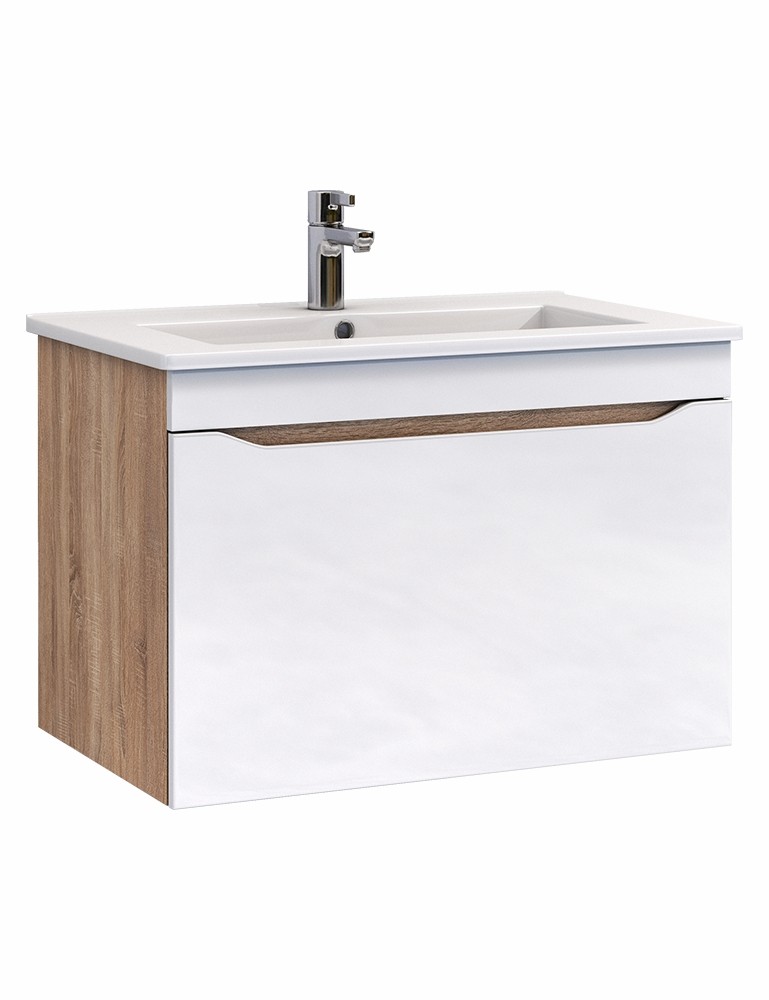 Приобрести vigo тумба с раковиной grani 60см, 1 ящик, подвесная, белая\дуб сонома tp.gri.eli.60.1y дуб сонома