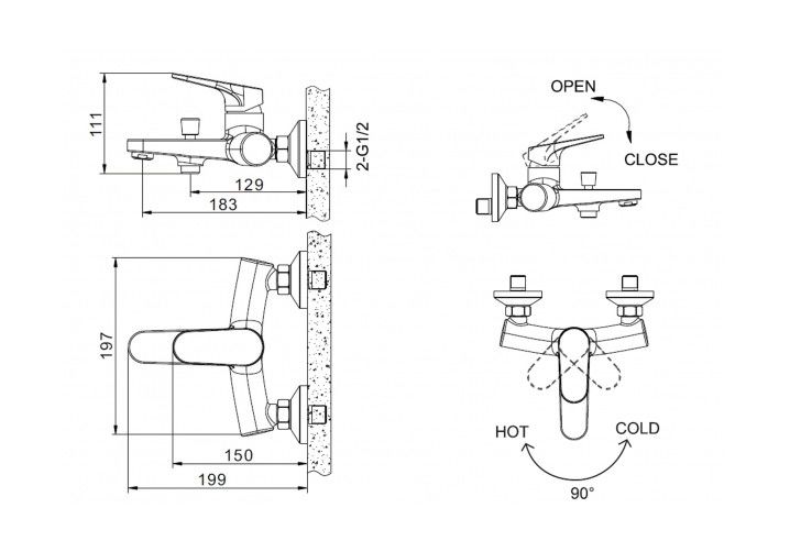 Приобрести смеситель для ванны bravat eler f6191238cp-01-rus