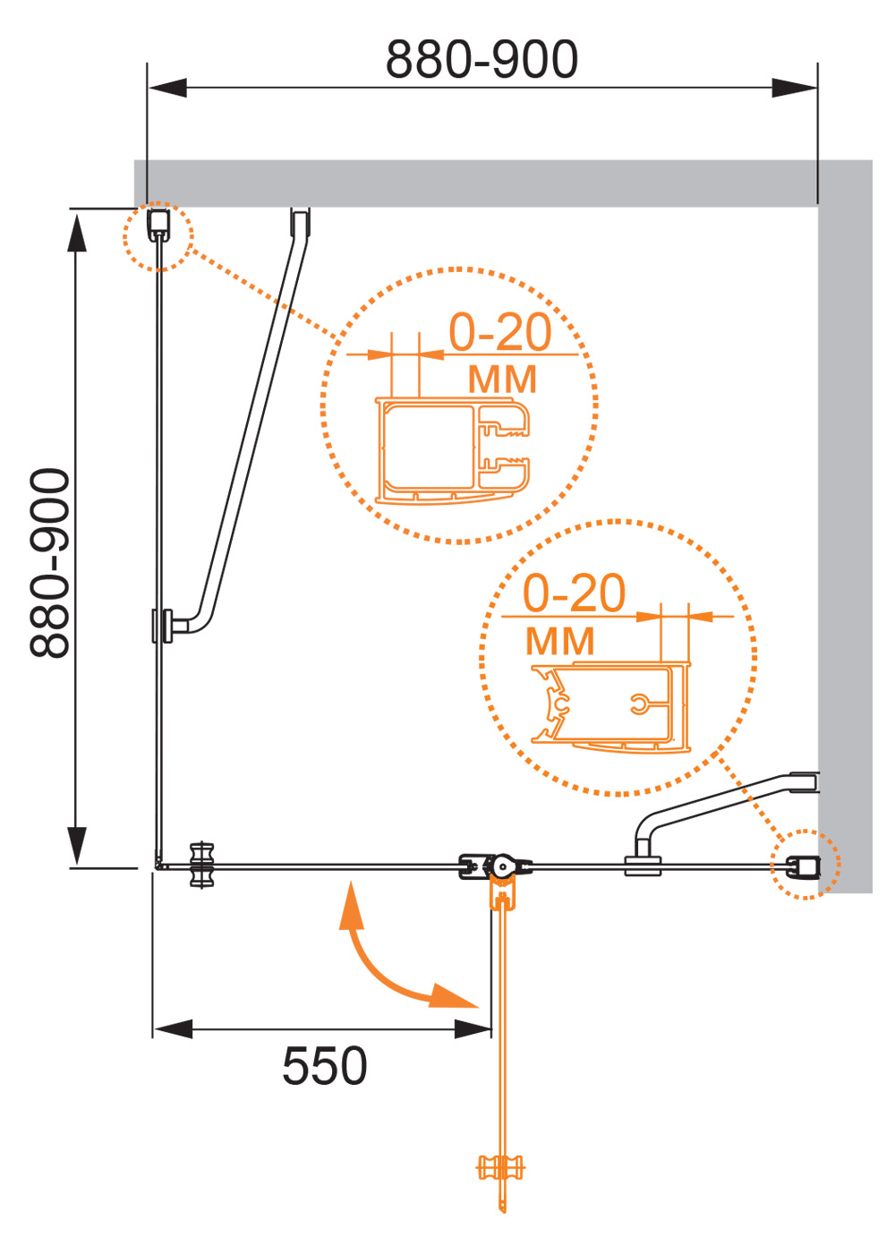 Приобрести cezares душевое ограждение elena 90х90 см, хром elena-w-a-12-90-c-cr