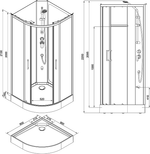 Приобрести aquanet душевая кабина passion r 2.0 90x90 см, прозрачное стекло