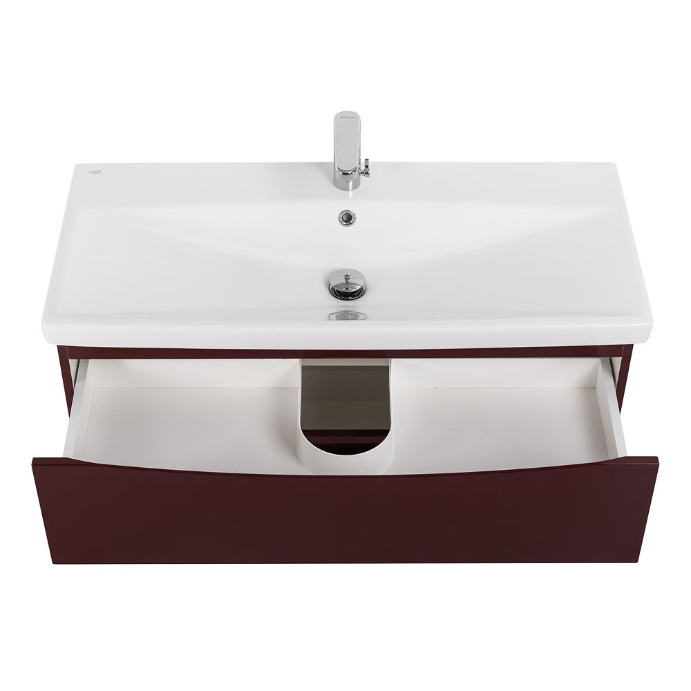Приобрести belbagno тумба с раковиной marino-cer 90 см, подвесная bordo lucido, белая раковина