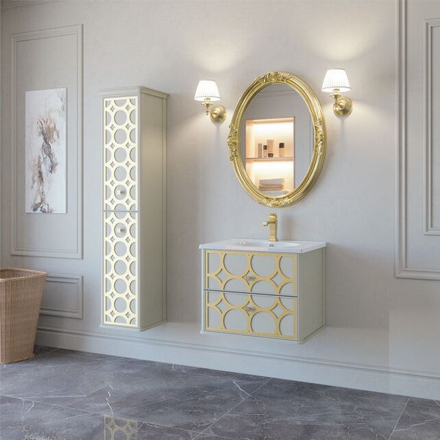Приобрести caprigo тумба с раковиной caprice 60 см, белая/золото, эмаль