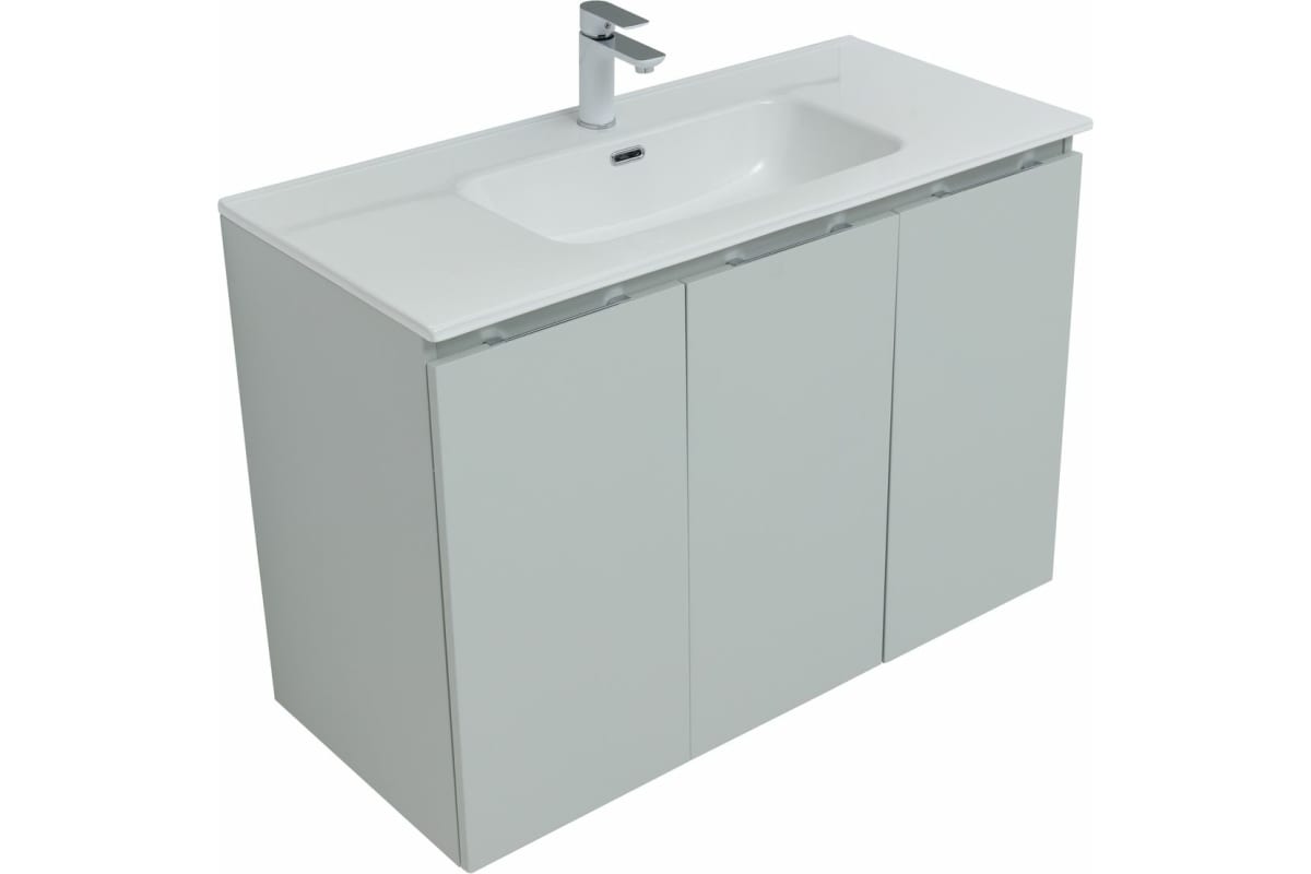 Приобрести aquanet тумба с раковиной алвита new 100 см, 3 дверцы, серый