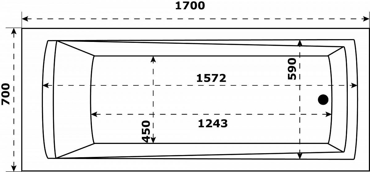 Приобрести акриловая ванна azario бали 170х70см, прямоугольная