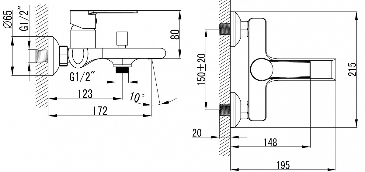 Приобрести azario смеситель для ванны faro, с ручным душем, хром az-ps23459c