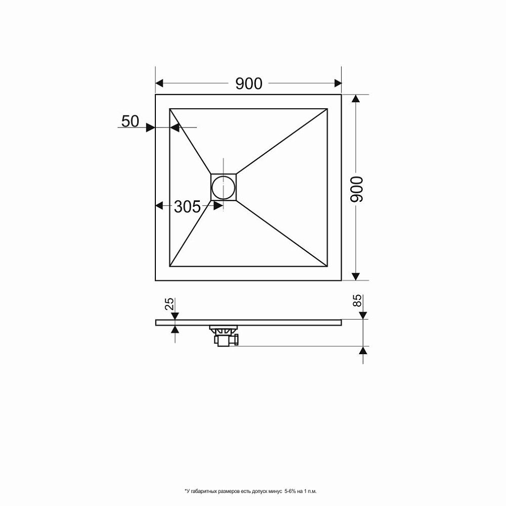 Приобрести grossman каменный душевой поддон strong 90x90 см, графит gr-s29090q