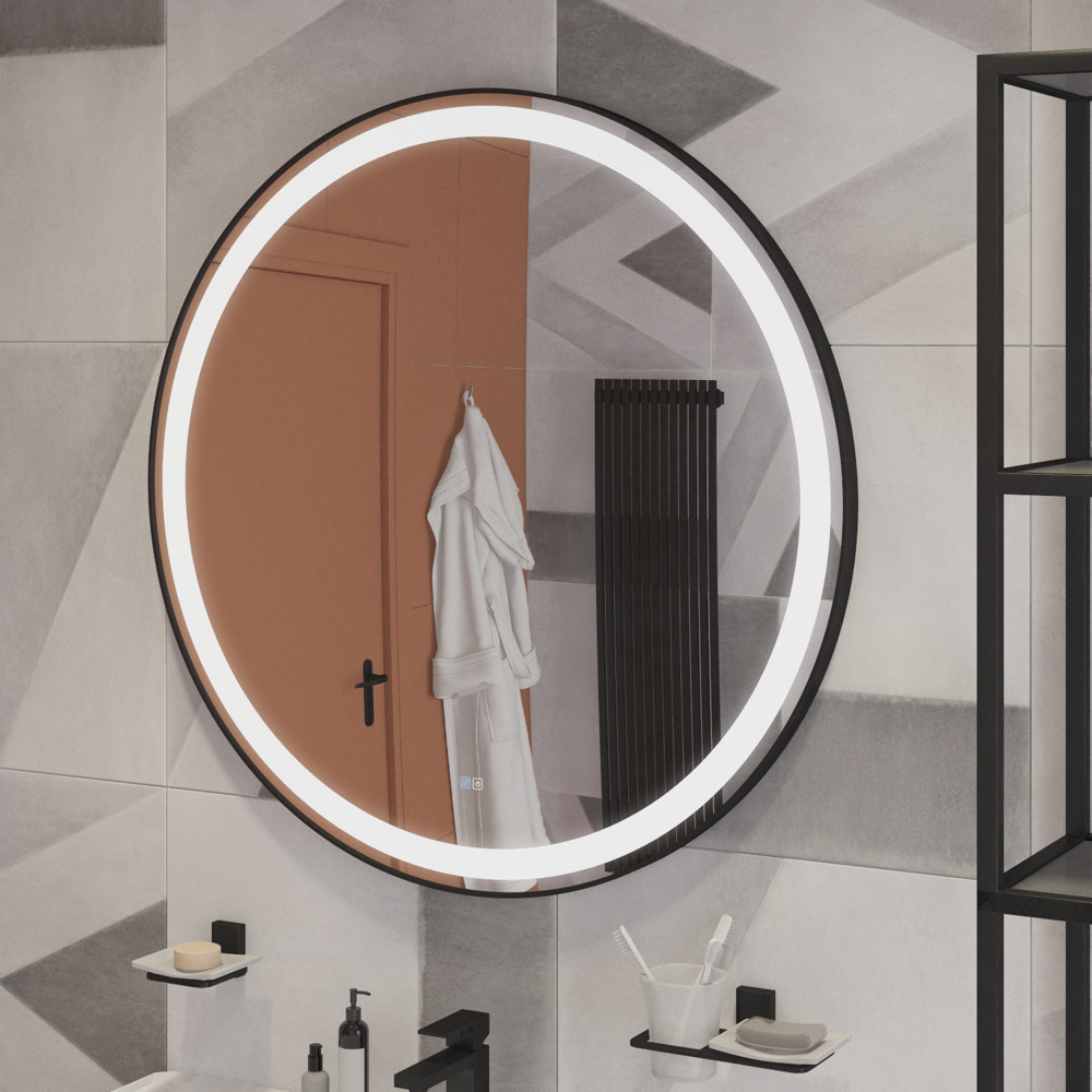 Приобрести cezares зеркало cadro 80х80 см, металлическая рама, подсветка, сенсорное включение, подогрев czr-spc-cadro-800-led-tch-warm