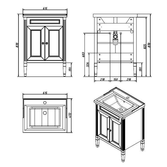 Приобрести caprigo тумба с раковиной albion concept 60 см, серая