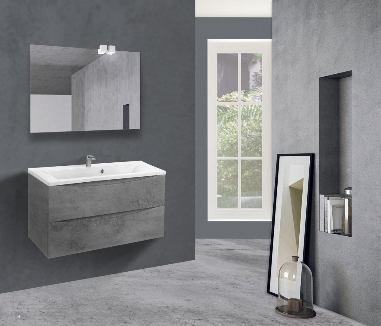 Приобрести vincea тумба подвесная mia 90 см, бетон с белой раковиной vmc-2ma900bt;vcb-3m900w