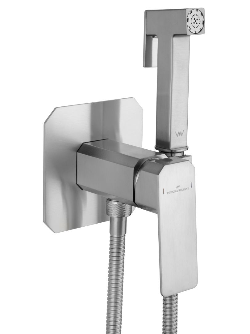 Приобрести смеситель с гигиеническим душем встраиваемый wonzon & woghand diamond, брашированный никель (ww-88829011-bn)