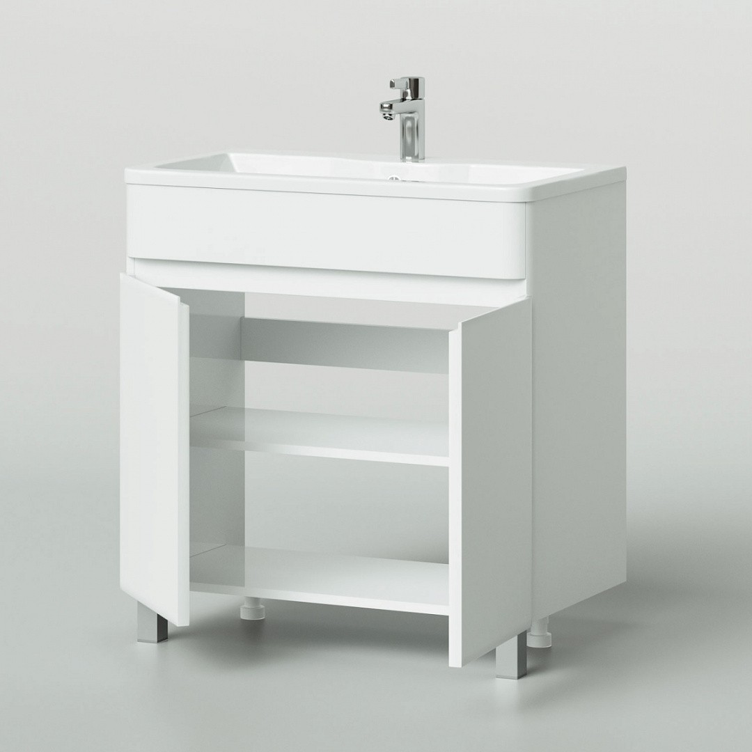 Приобрести тумба напольная итана roberto 80 с раковиной adel 80, белый глянец