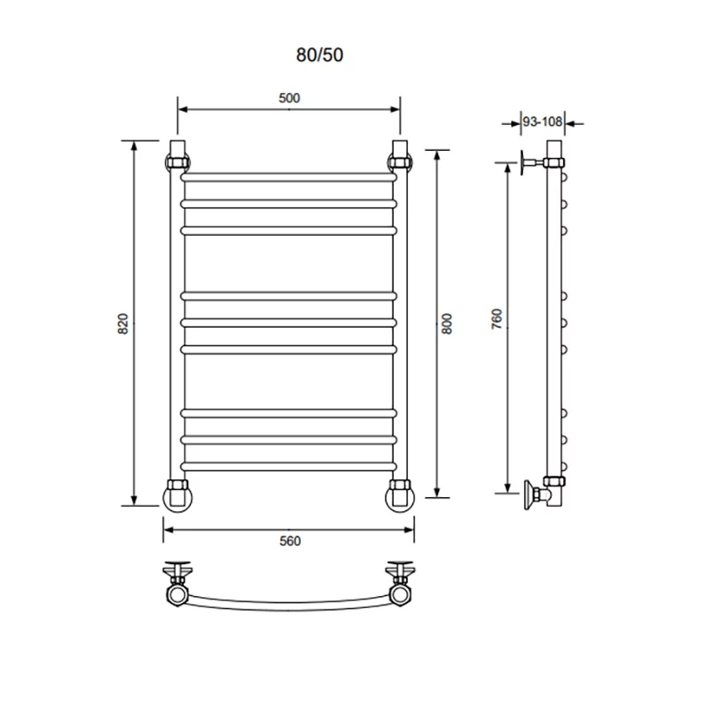Приобрести veconi полотенцесушитель водяной nemi-a 50х80 см, хром n8050ch-a