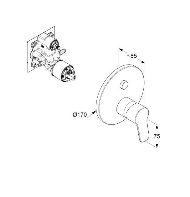 Приобрести kludi pure&easy встраиваемый смеситель для ванны и душа; автом. переключатель душ/ванна push&switch, арт. 376590565