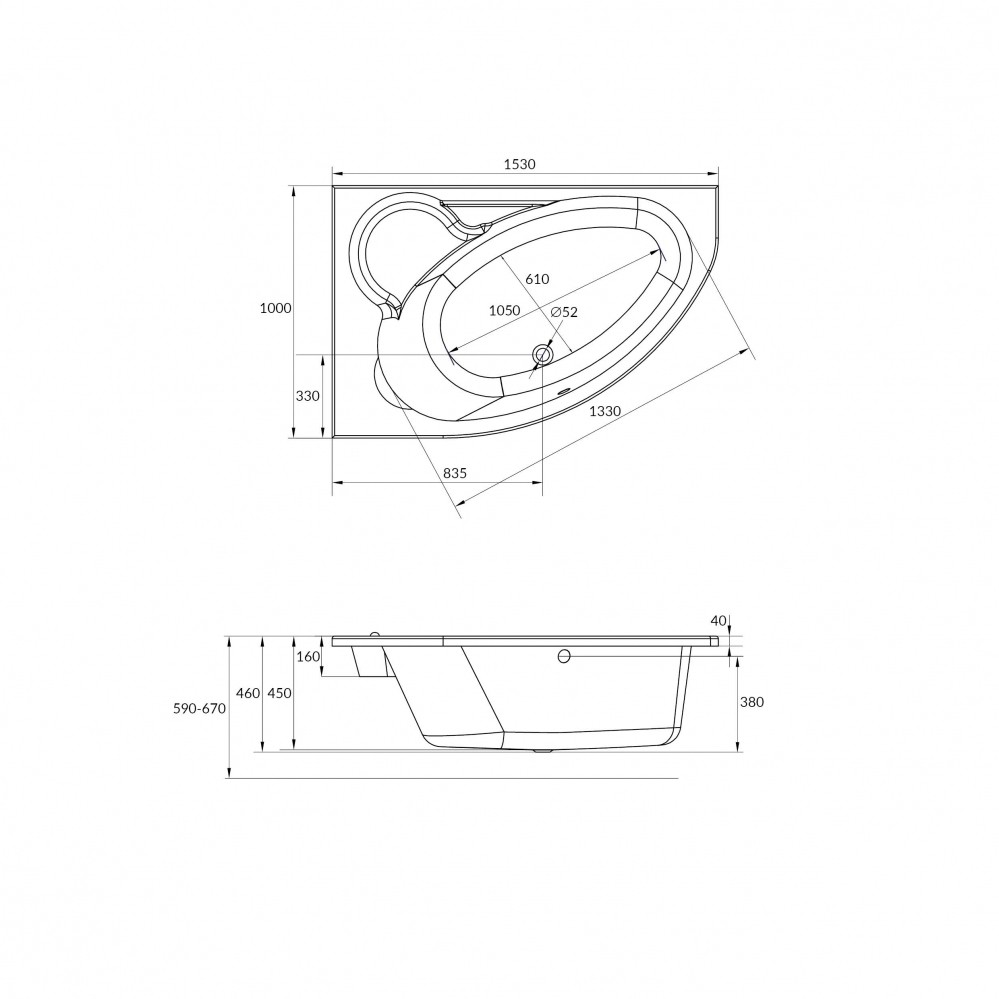 Приобрести акриловая ванна cersanit kaliope 153x100 см правая
