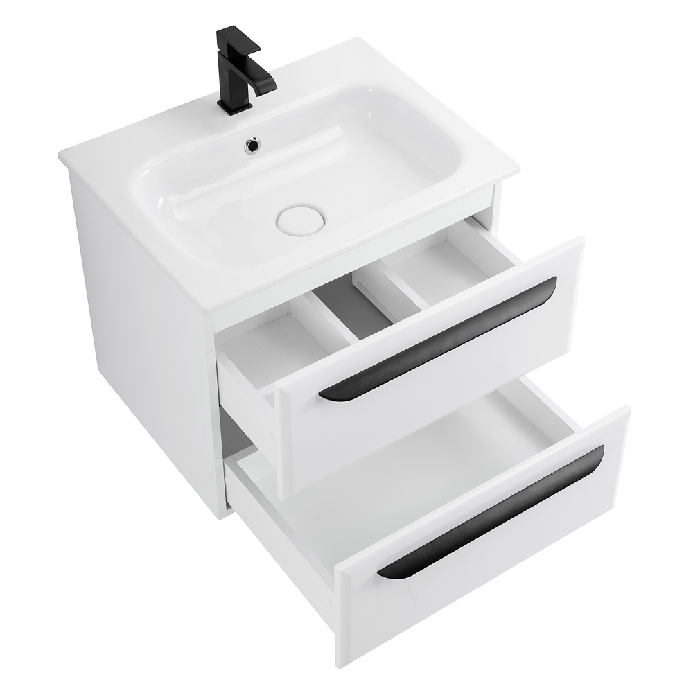 Приобрести cezares тумба подвесная с раковиной eco-cer 60 см bianco lucido, белый глянец eco-cer-600-2c-so-bl