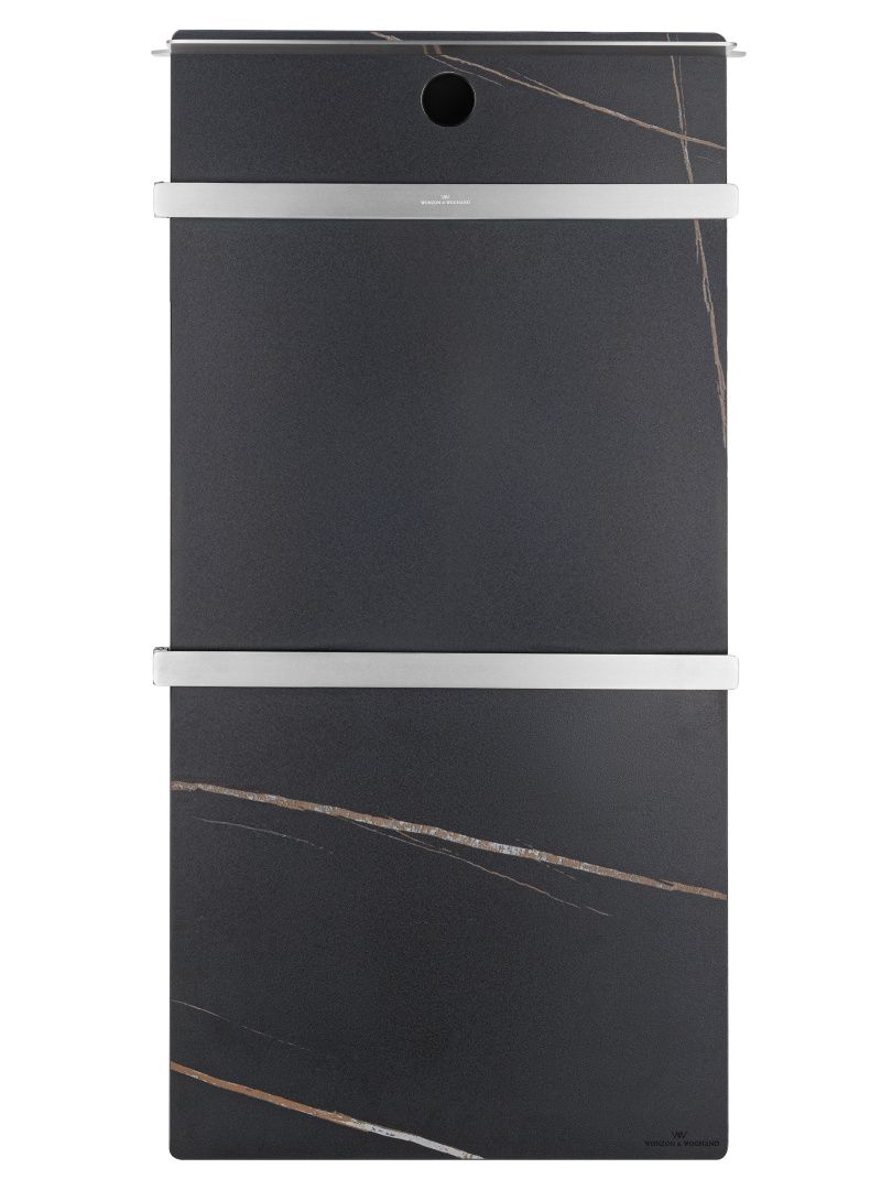 Приобрести полотенцесушитель электрический с каменной плитой черный мрамор wonzon & woghand stuttgart, брашированный никель (ww-a504-br)