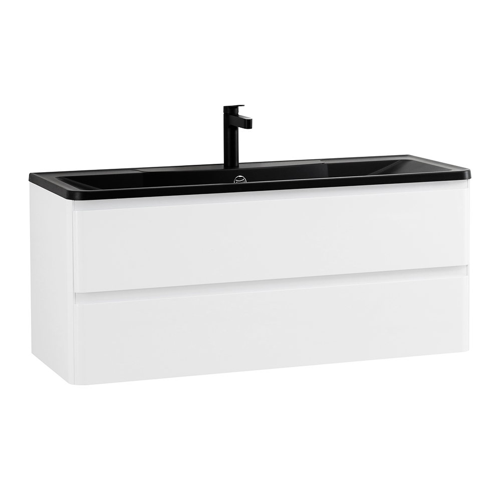 Приобрести belbagno тумба с раковиной albano 120 см, подвесная bianco lucido, чёрная раковина