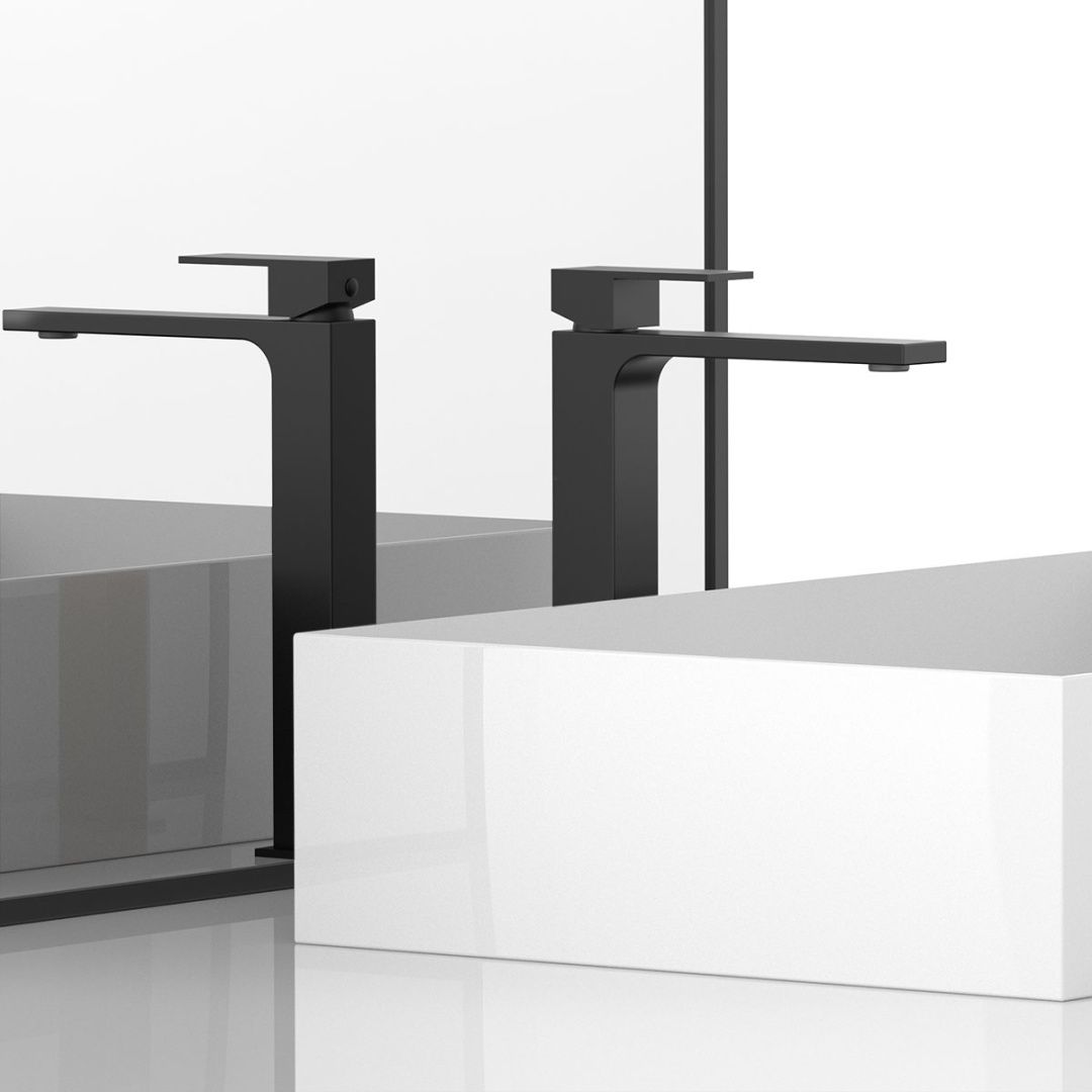 Приобрести vincea высокий смеситель для раковины cube, матовый черный vbf-1c02mb