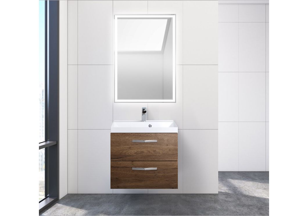 Приобрести тумба подвесная с раковиной belbagno aurora-600-2c-so-rt 60 см, rovere tabacco