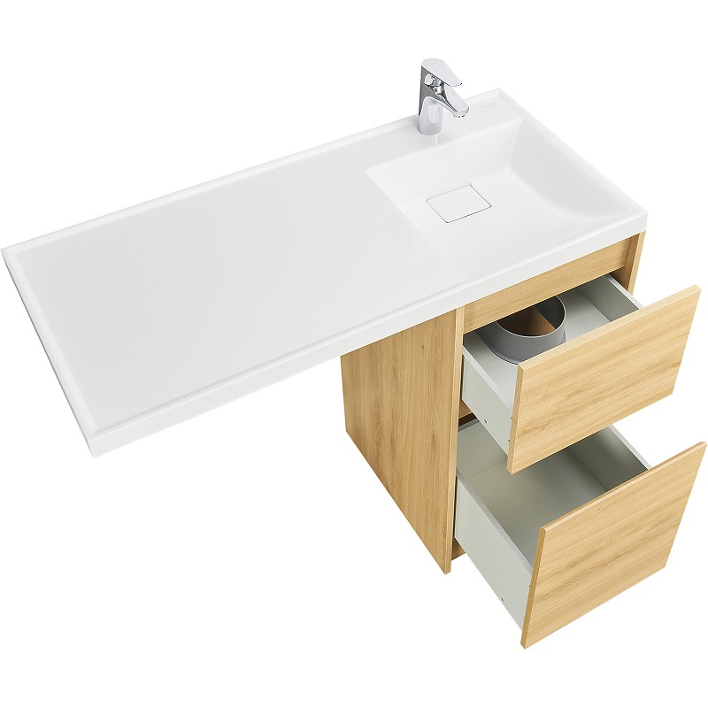 Приобрести тумба напольная с раковиной-столешницей акватон лондри 105 r/l, дуб сантана