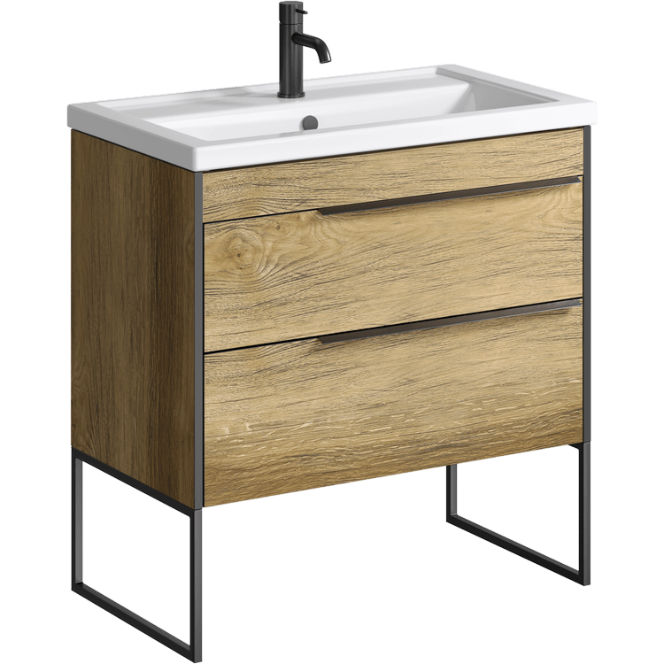 Приобрести тумба напольная с раковиной aqwella fargo 80 см, дуб балтийский frg0108db/frgn440