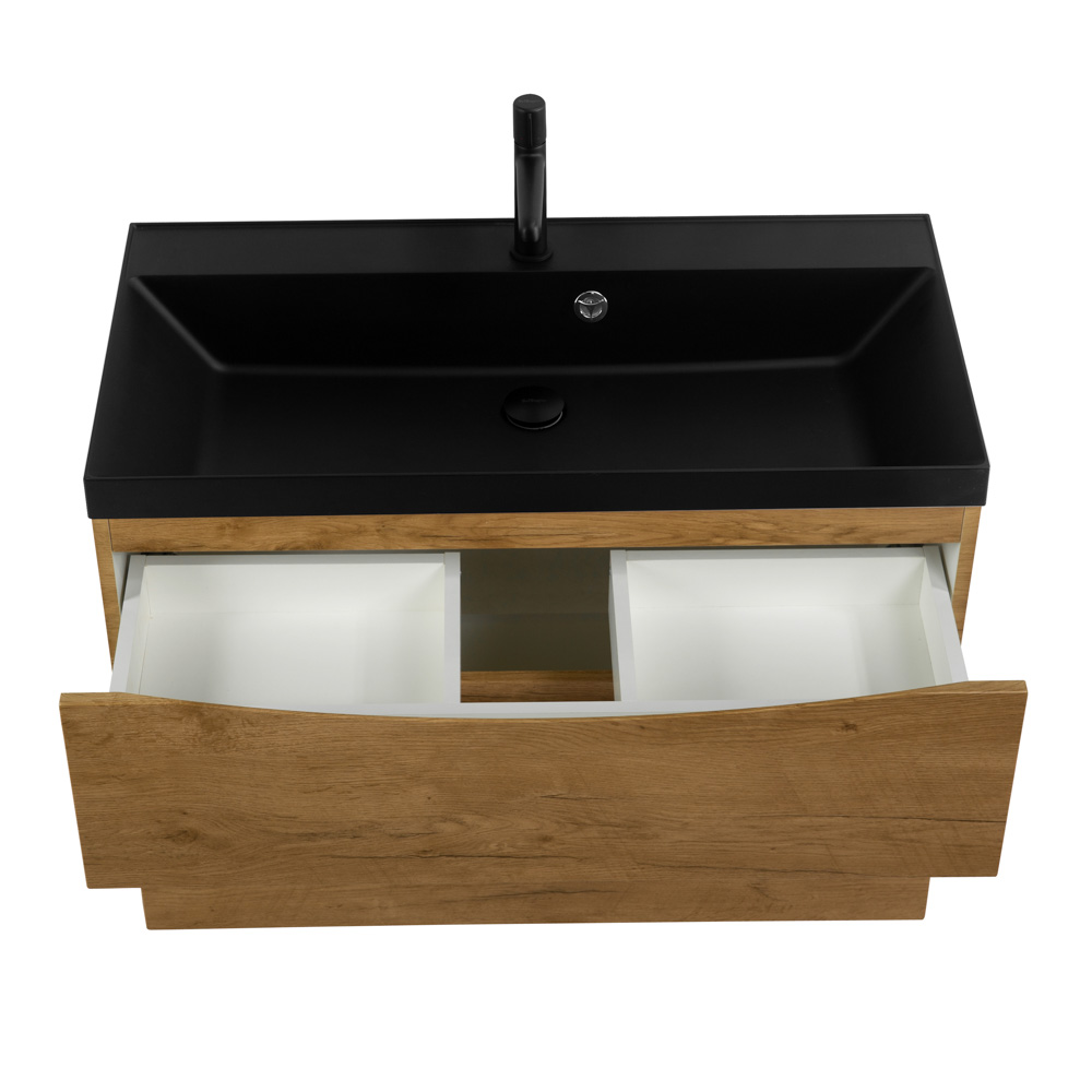 Приобрести belbagno тумба с раковиной marino-h60 90 см, подвесная rovere nature, черная раковина