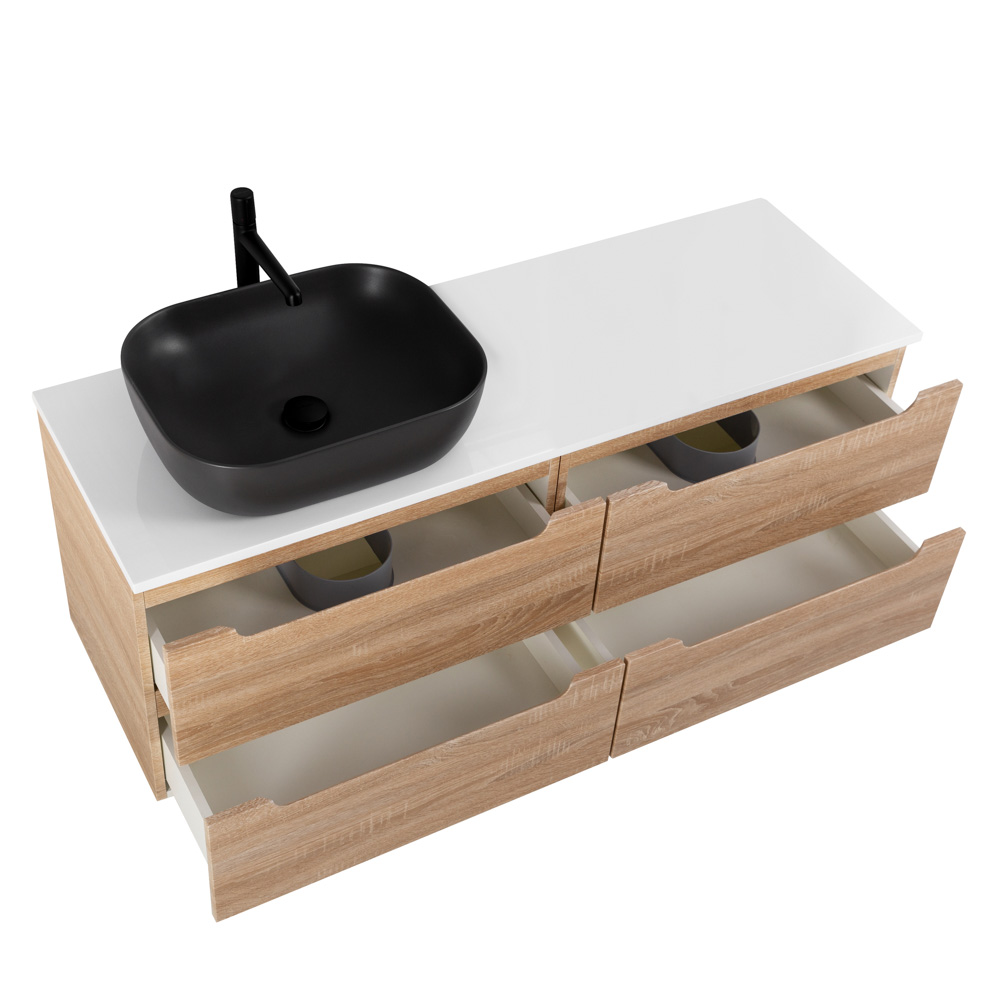 Приобрести belbagno тумба со столешницей etna 120 см, подвесная rovere bianco, раковина слева