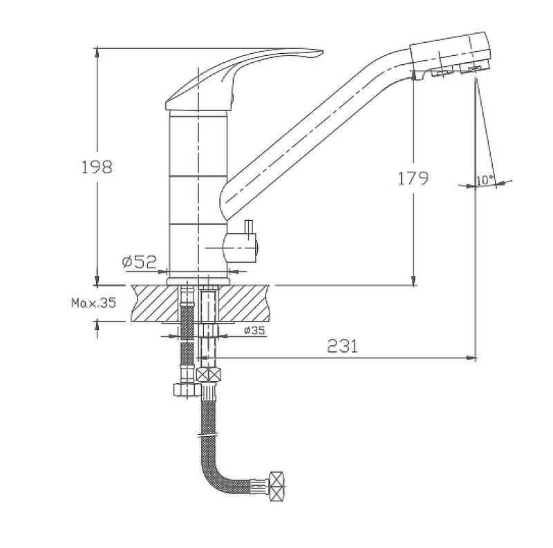 Приобрести haiba смеситель для кухни 266 мм, с фильтром, сатин hb-4321-5