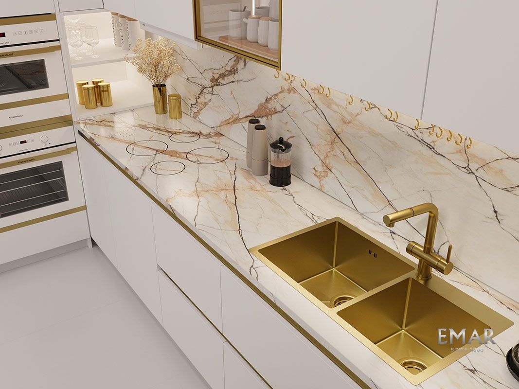 Приобрести emar кухонная мойка 78х43 см, золото emb-210 pvd emb-128a pvd nano golden