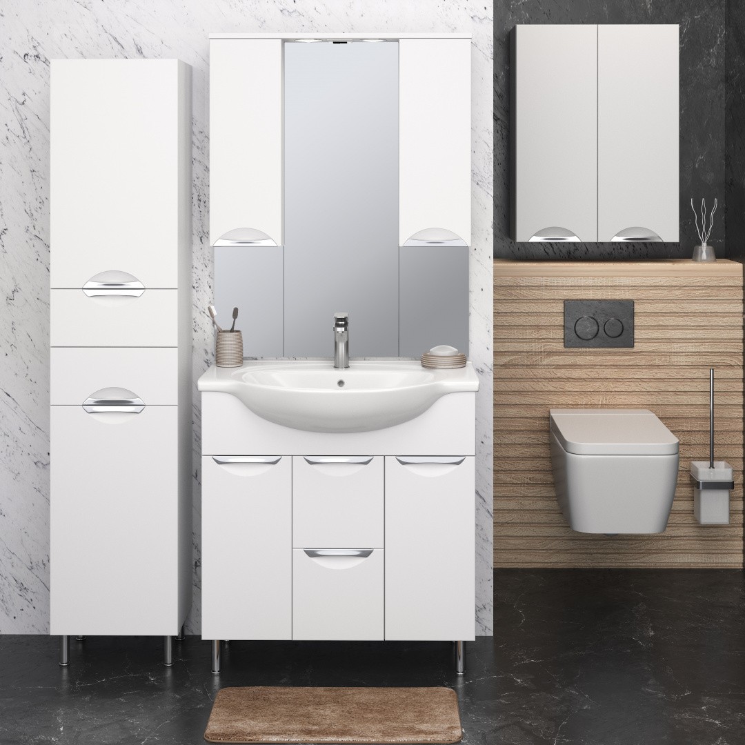 Приобрести aqua de marco зеркало-шкаф eleganse 80 см, белый\хром 1080cele