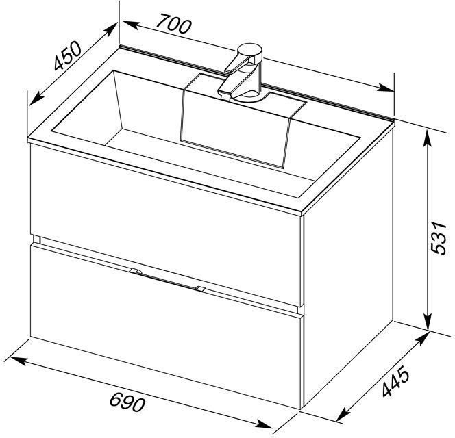 Приобрести aquanet тумба с раковиной алвита 70 см, серый антрацит 00213093