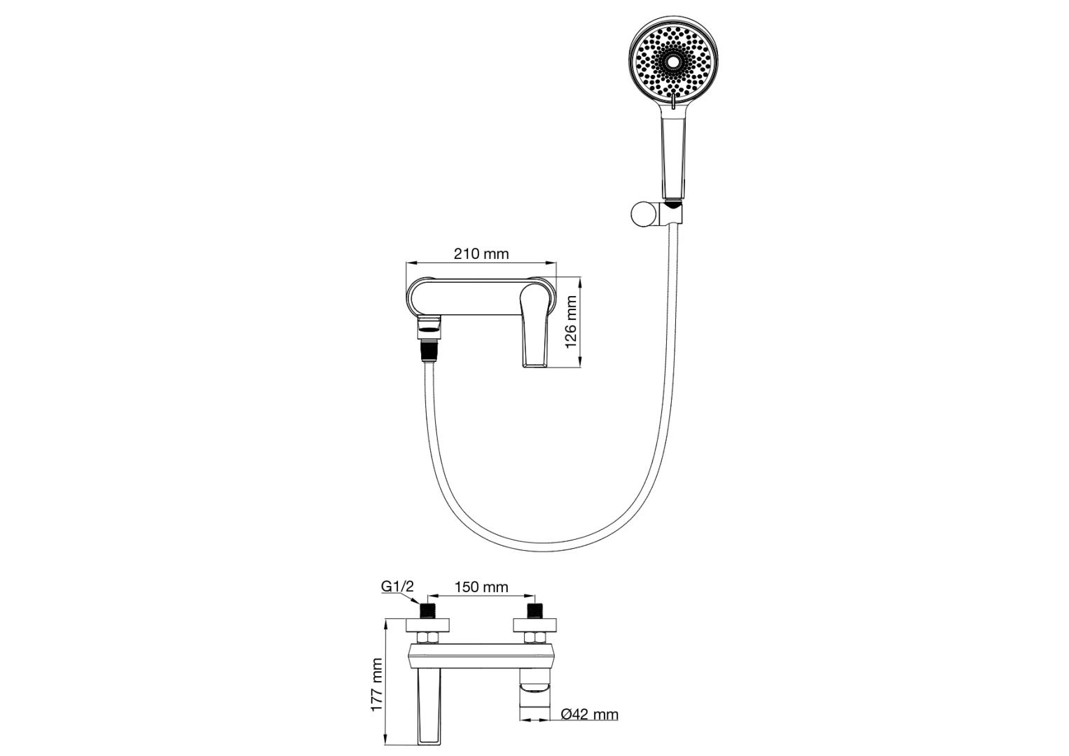 Приобрести смеситель для ванны с душем wonzon & woghand brilliant, темный графит (ww-88037079-bgm)