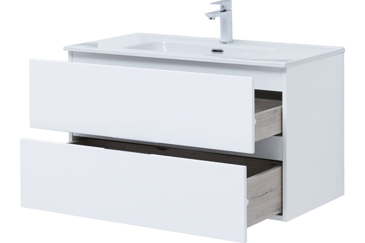 Приобрести aquanet тумба с раковиной алвита new 90 см, 2 ящика, белая матовая