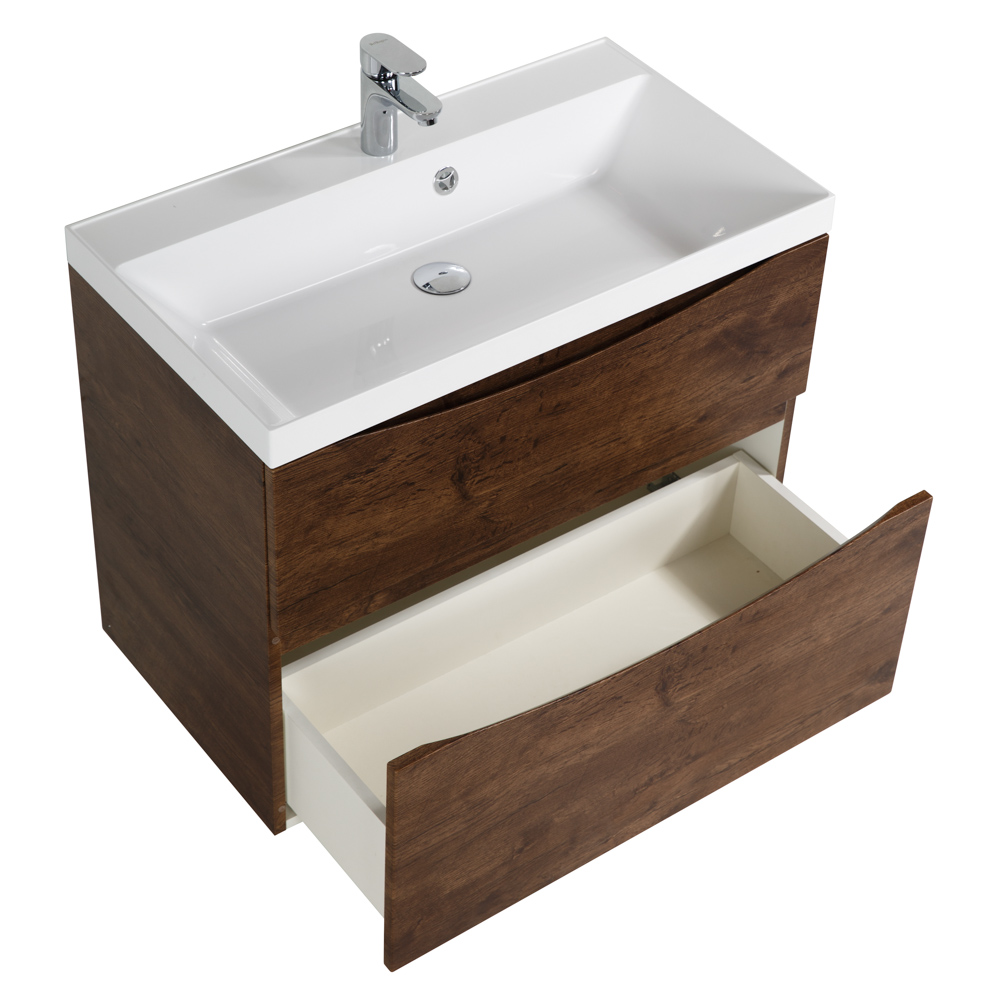 Приобрести belbagno тумба с раковиной marino-h60 80 см, подвесная rovere moro, белая раковина