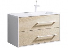 Тумба подвесная с раковиной Aqwella Miami 90 см Mai.01.09/R, белый/беленый дуб