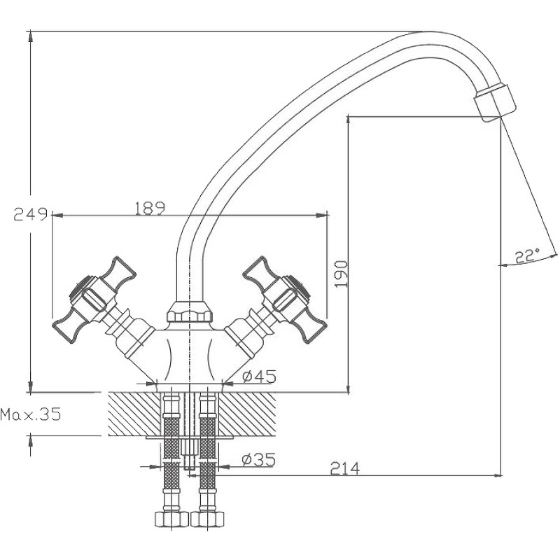 Приобрести haiba смеситель для кухни 249мм, хром hb-4924