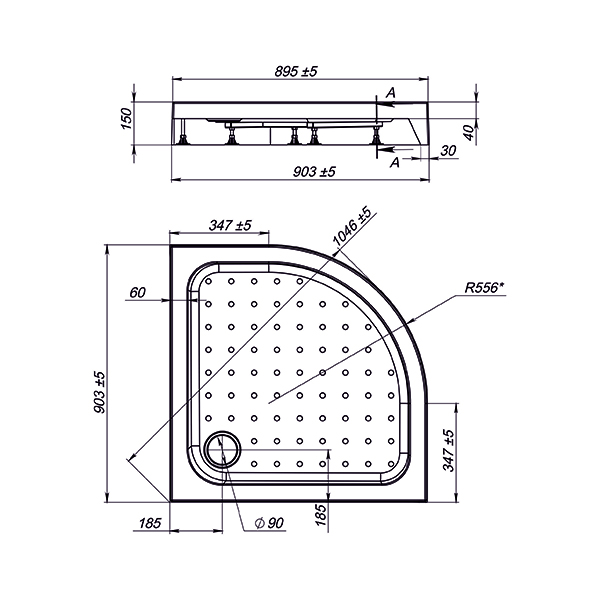 Приобрести sole душевой поддон omega/radius 90х90 см, белый ут000065544