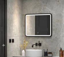 Continent Зеркало с подсветкой Enjoy Black 80х60 см, сенсорный включатель, черное