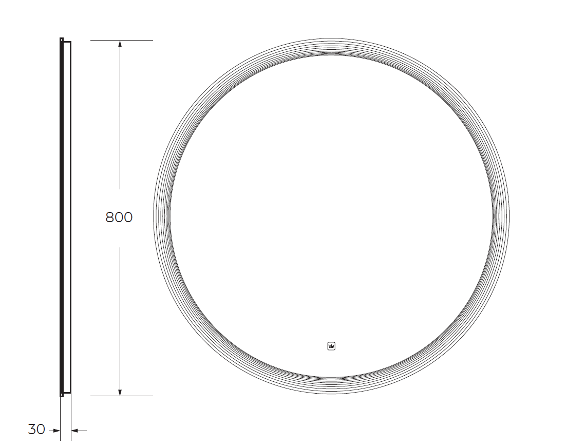 Приобрести cezares зеркало eco 80х80 см, контурная подсветка, сенсорное включение, гравировка czr-spc-eco-800-led-tch