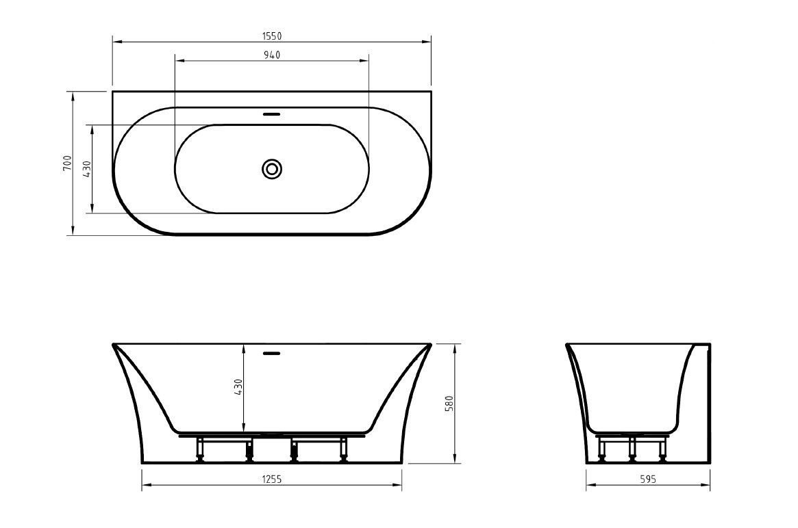 Приобрести belbagno акриловая ванна 155х70 см, пристенная, белая bb711-1550-700