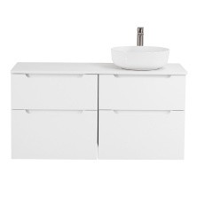 BelBagno Тумба со столешницей ETNA-H60 120 см, подвесная Bianco Lucido, раковина справа