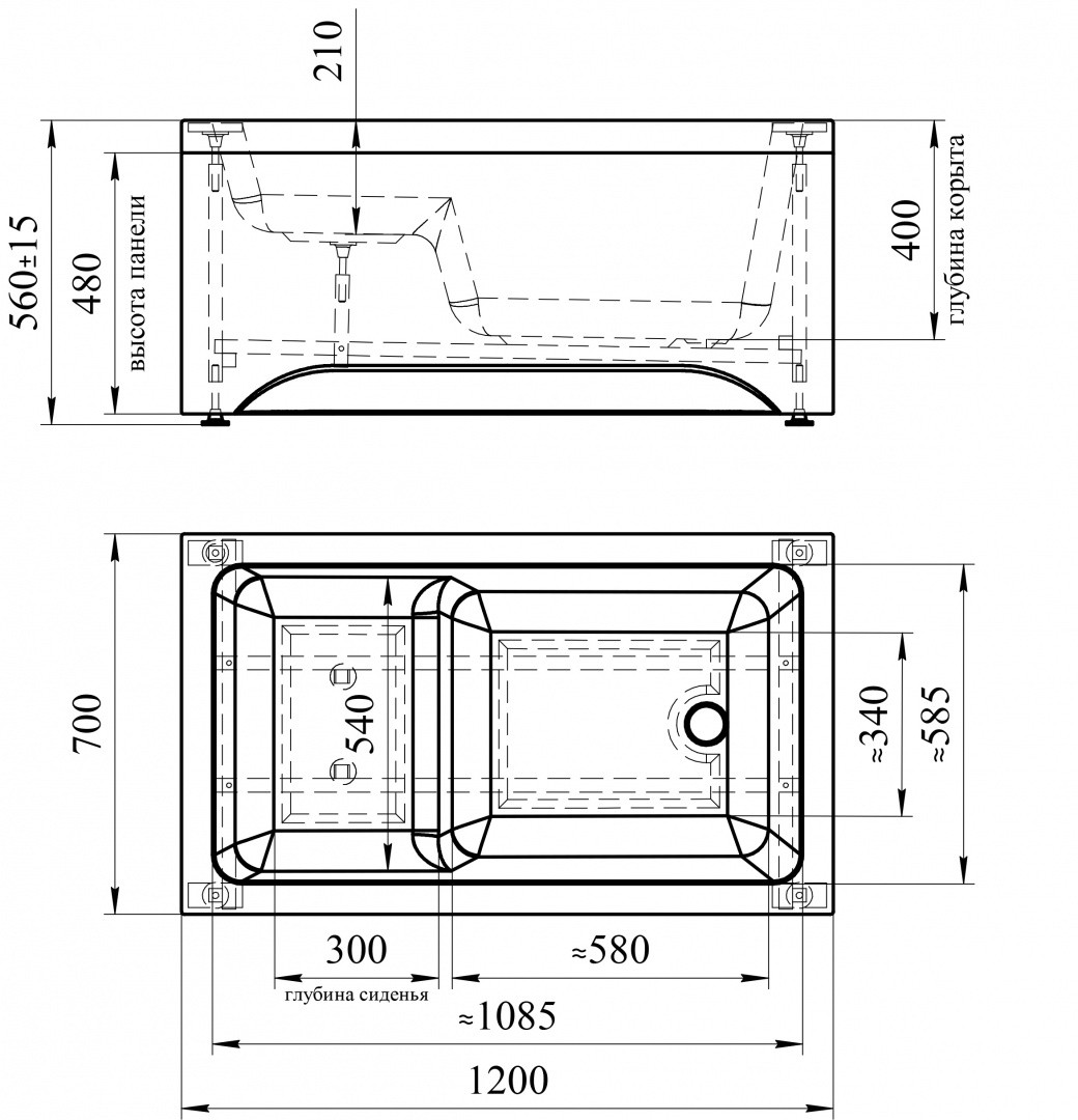 Приобрести акриловая ванна радомир джоанна 1200x700 см ( комплект каркас и слив )
