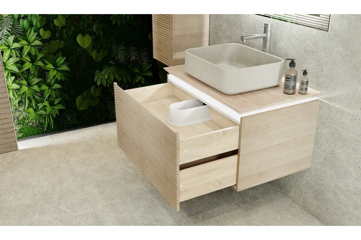 Приобрести jorno тумба подвесная karat 80 см со столешницей, светлый бук