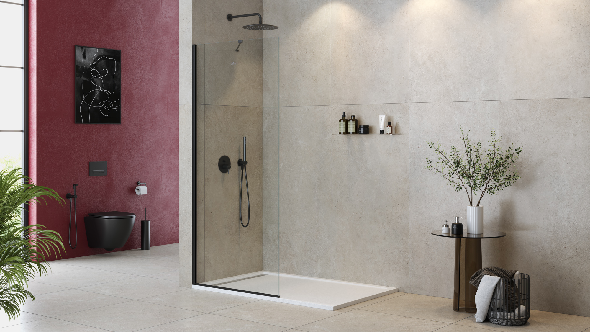 Приобрести cezares душевая перегородка liberta 80 см, черный liberta-l-1-tb-80-c-nero