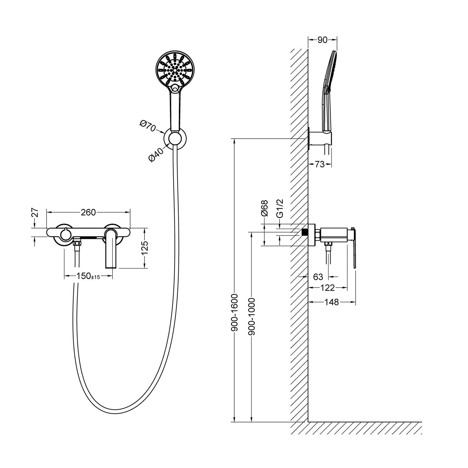 Приобрести смеситель для ванны с душем timo anni 2714/03y черный