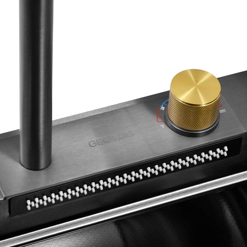 Приобрести gerhans кухонная мойка 75х45 см, функциональная, графит\декор