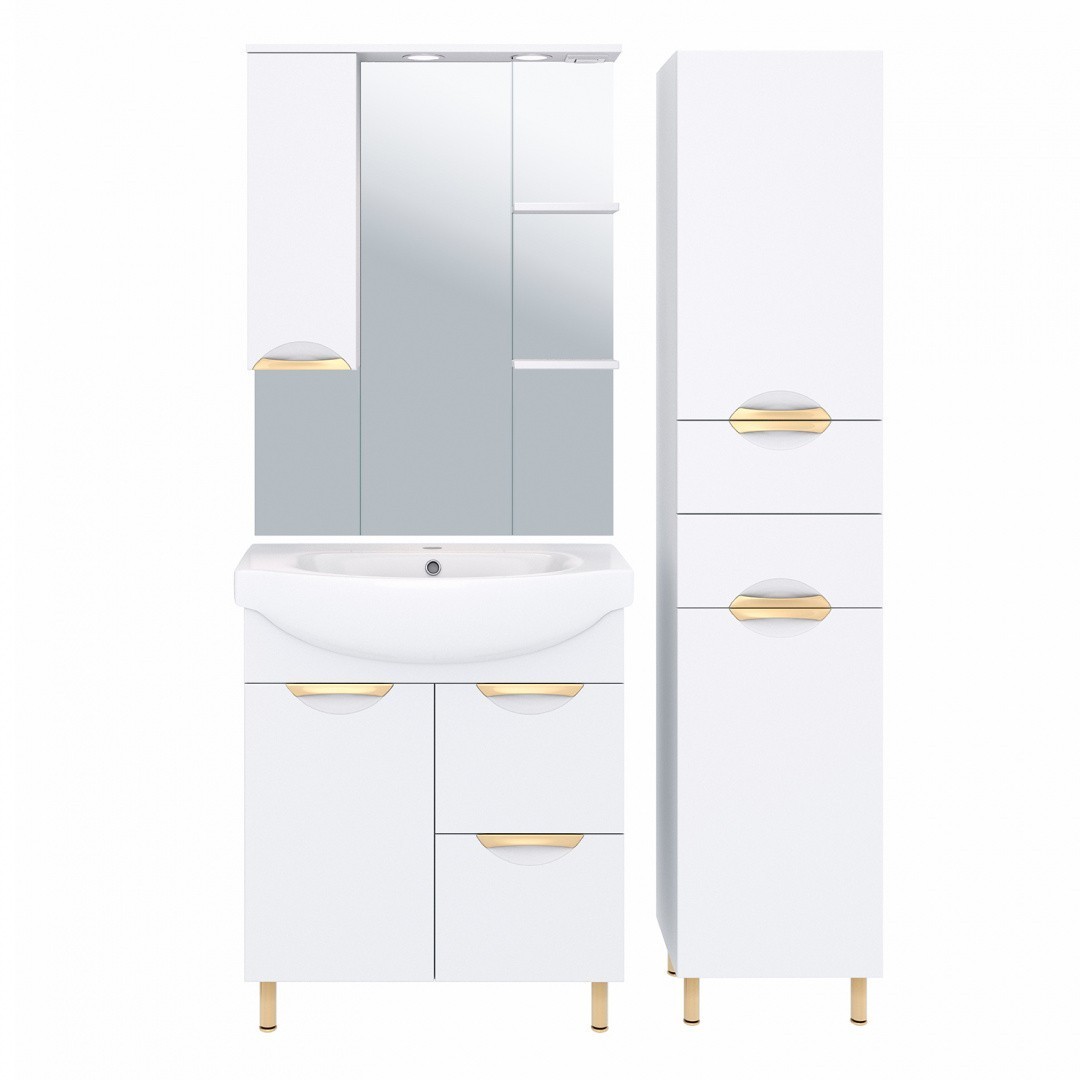 Приобрести aqua de marco зеркало-шкаф eleganse 75 см, левое, белый\золото 1075gele/l