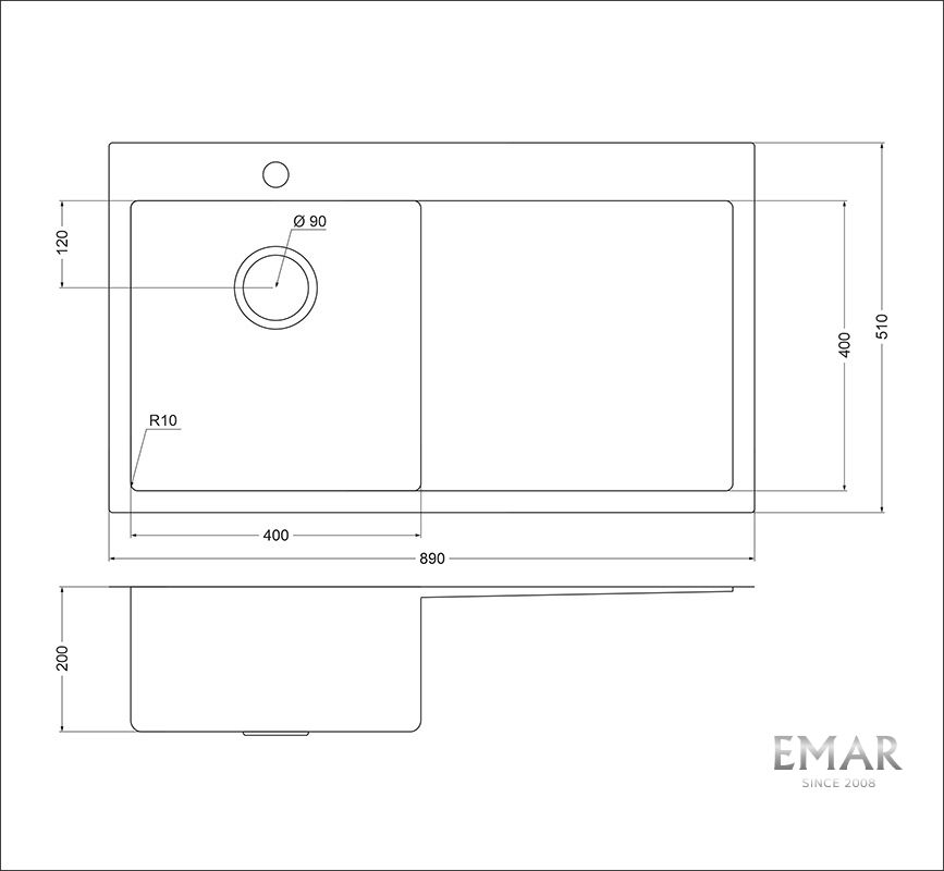 Приобрести oulin кухонная мойка 89х51 см, сатин oulin ol-ftl101r